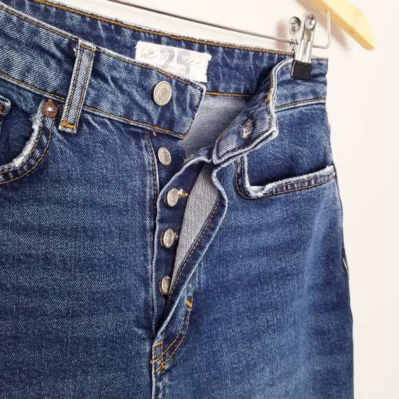 FREE PEOPLE We The Free Emmy High Waist Bootcut Jean Slit Frayed Hem Blue 25 $98 - Picture 8 of 16